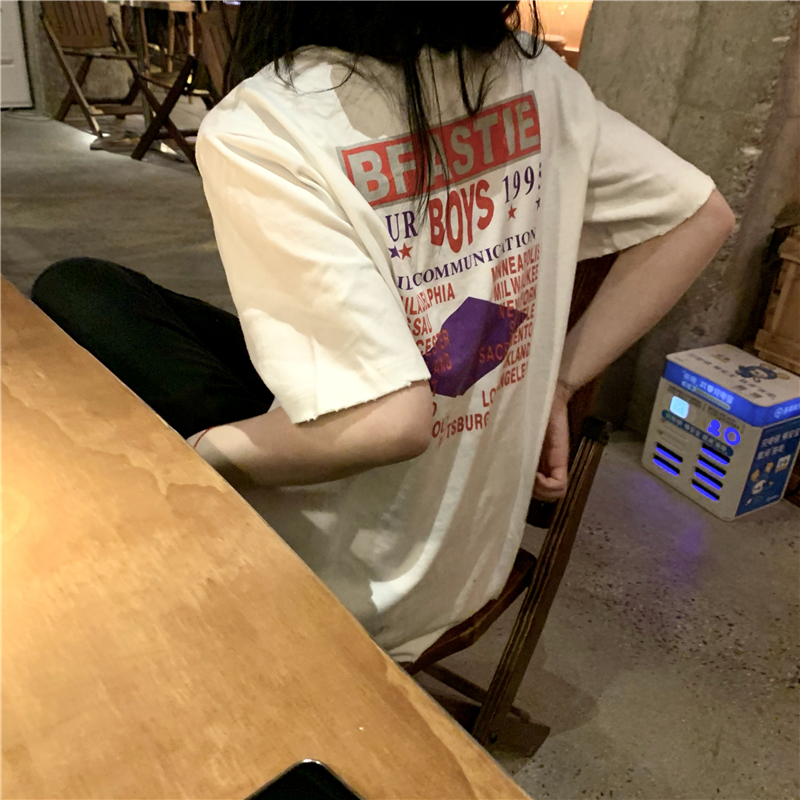 SUXI Áo Thun Tay Ngắn Dáng Rộng In Chữ Thời Trang Cho Nữ