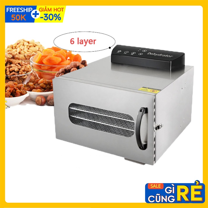 Máy sấy thực phẩm hoa quả, sấy khô thực phẩm 6 khay inox