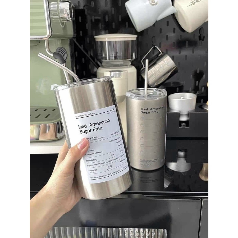 Ly Inox Giữ Nhiệt Siêu Xinh Và Cá Tính size 600ml-tặng kèm túi trong suốt