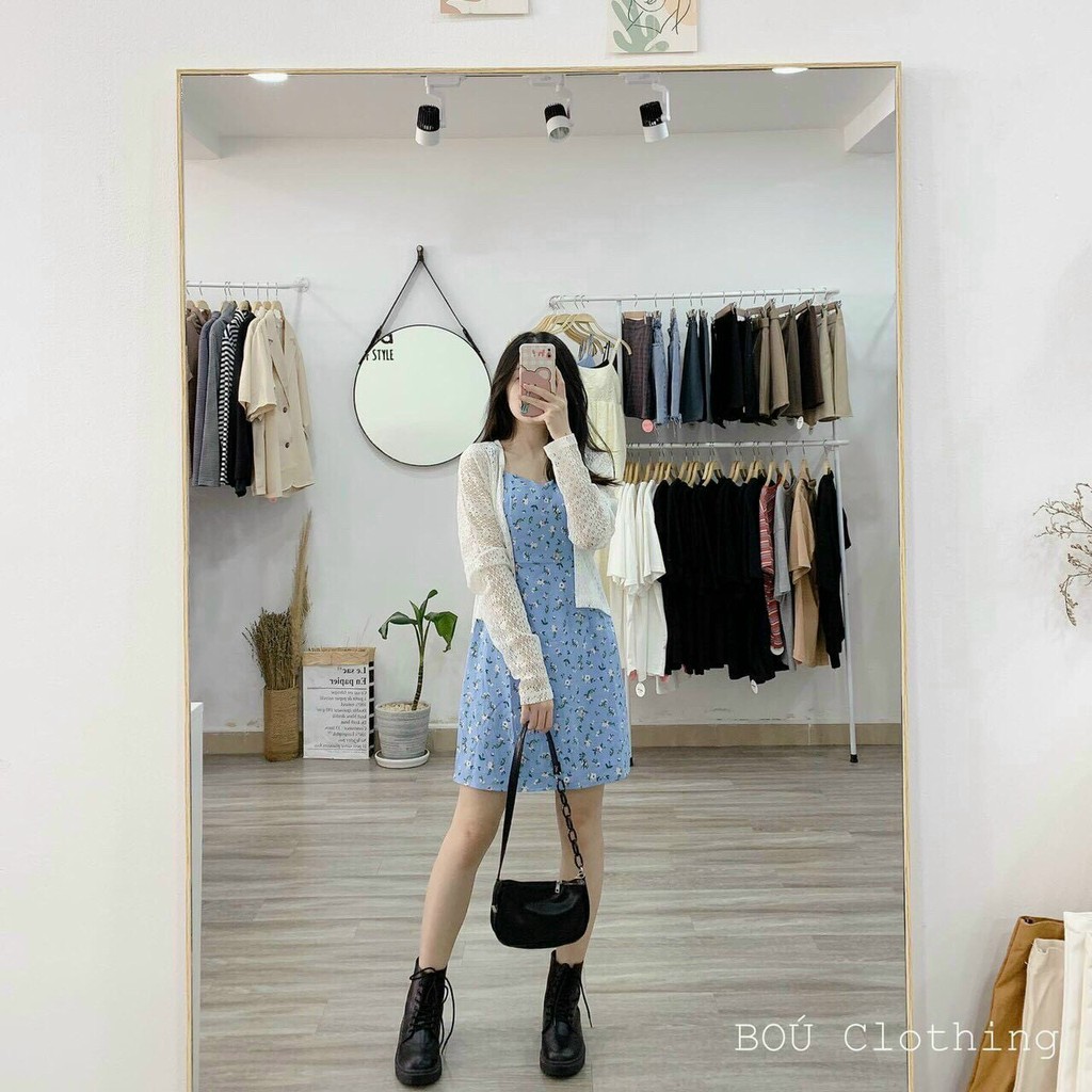 Set đầm nữ đẹp, đầm xòe hoa nhí, kiểu dáng trẻ trung, hàng đẹp may kỹ, 2 lớp, phom dưới 54kg- tùy chiều cao . | BigBuy360 - bigbuy360.vn