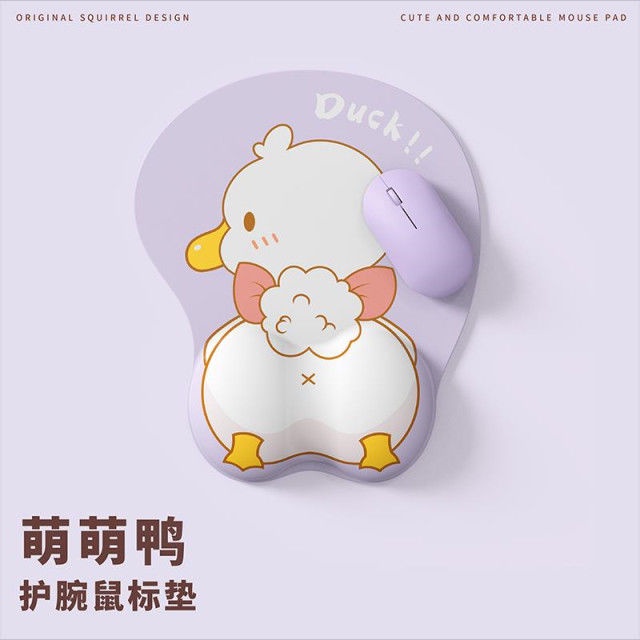 Tấm Lót Chuột Chơi Game Có Đệm Cổ Tay Bằng Silicon Họa Tiết Vịt 3d Dễ Thương Cho Học Sinh/Văn Phòng