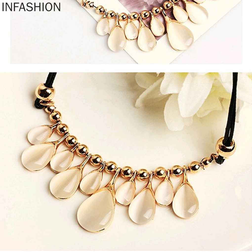 vòng cổ Mặt Đá Opal Hình Giọt Nước Thời Trang Cho Nữ