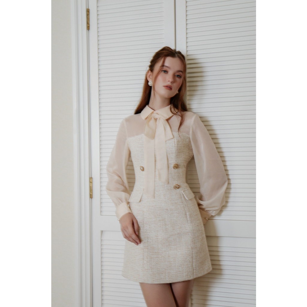 Váy dạ phối tay ren nút ngọc Stella Dress by Joie des Roses | BigBuy360 - bigbuy360.vn