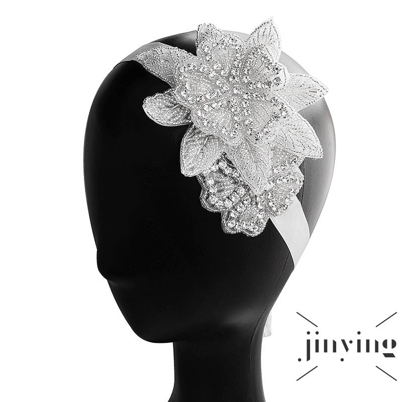 ❤S Wind New Wedding Bridal Hair Jewelry Handmade White Shiny Rhinestone Millet Beads​ Flower Headban