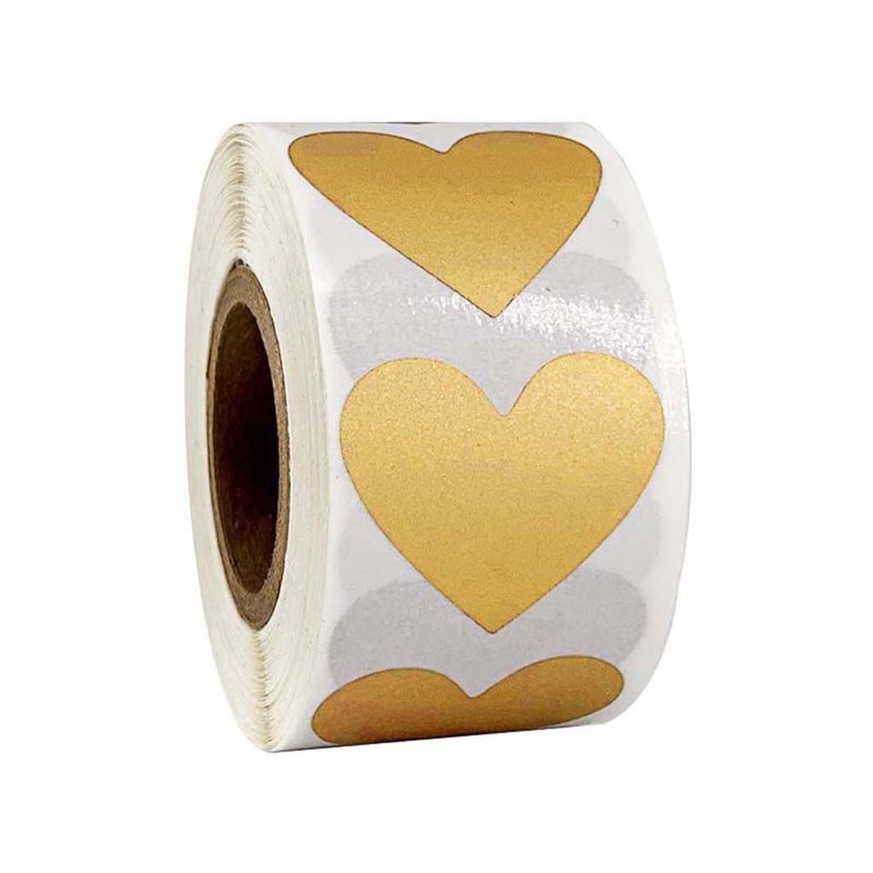 Cuộn 300 Miếng Dán Hình Trái Tim Dùng Trang Trí Thiệp/Sổ Tay