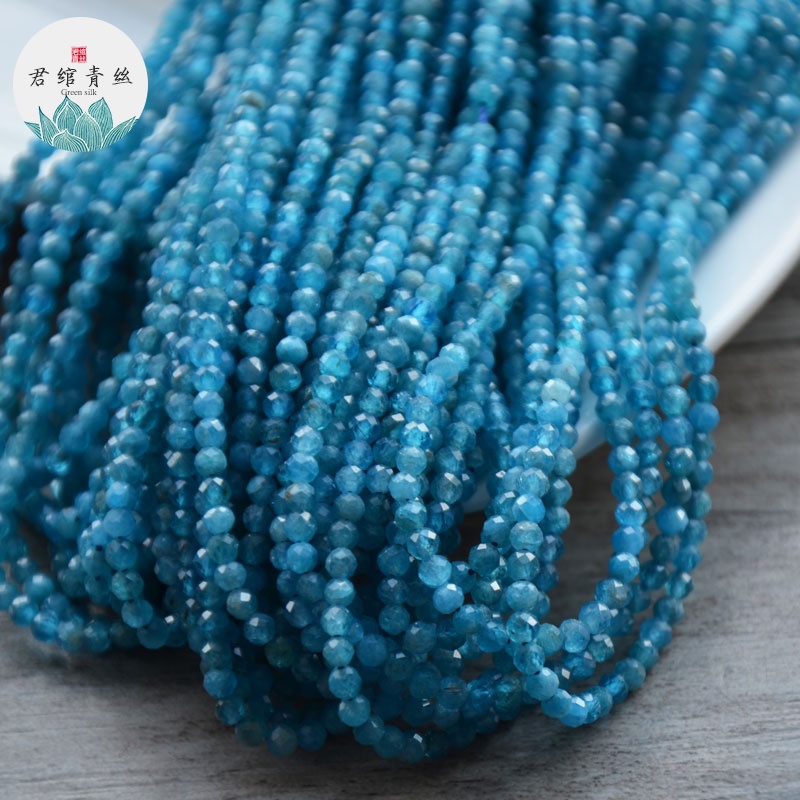 Chuỗi Hạt Đá Phosphorus Màu Xanh Dương Tự Nhiên Không Tối Ưu 3MM Bingyingge