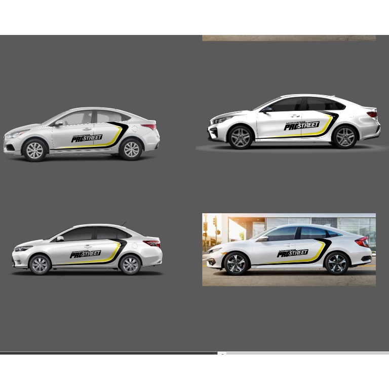Tem sườn dán xe sedan đơn giản đẹp, dùng cho xe sáng màu