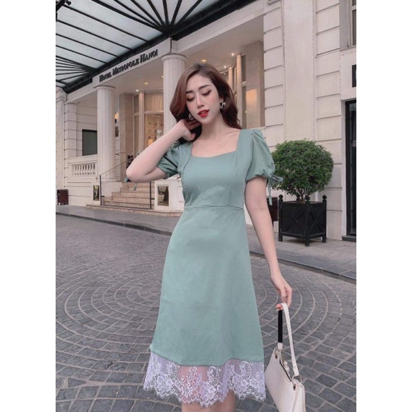 đầm phối ren dáng dài