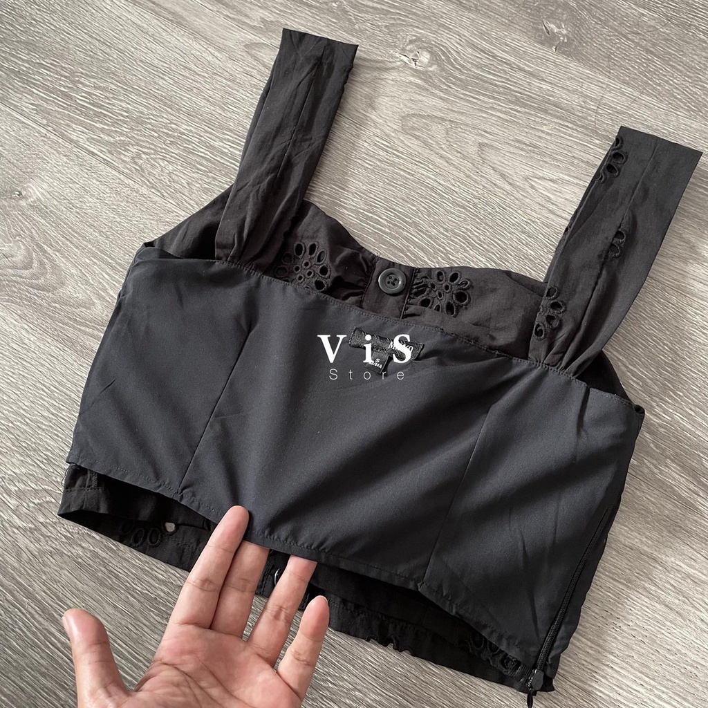 Áo croptop nữ màu đen