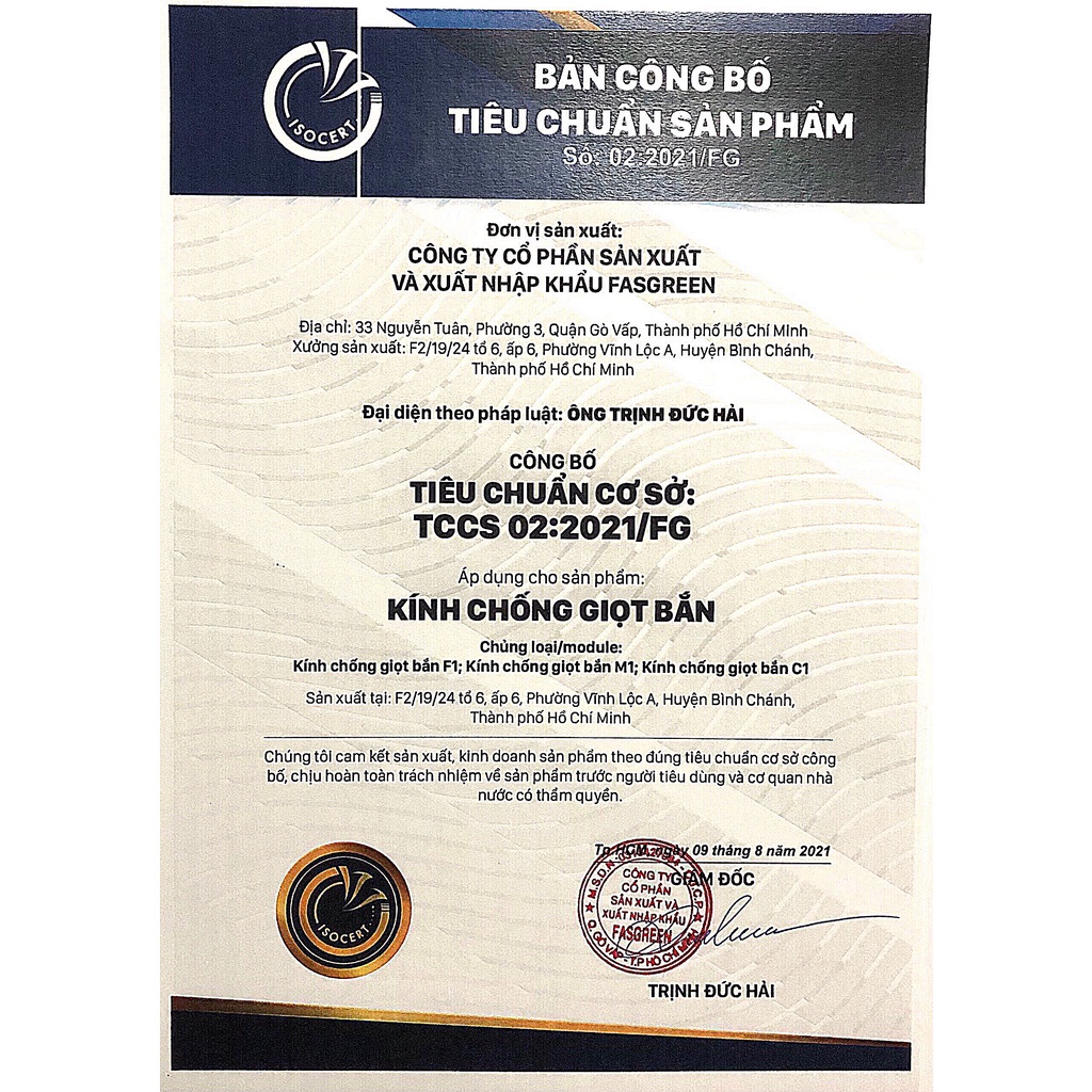 KÍNH CHỐNG GIỌT BẮN CHO NGƯỜI LỚN FASTEK F1 - SIÊU TRONG - SIÊU NHẸ - SX TẠI VN