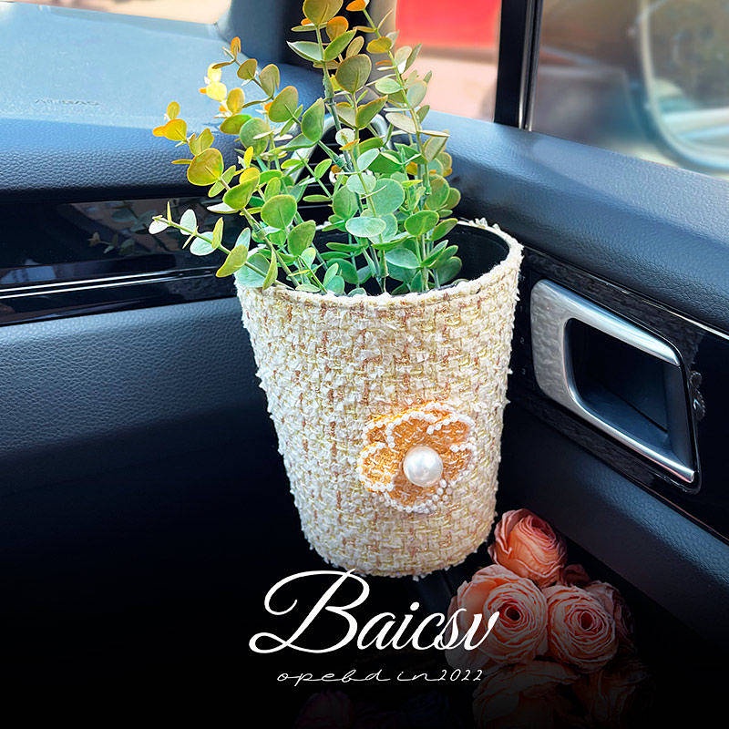 Car Garbage Can Classic Style Car Barrel Car Front and Rear Row Sundries Storage Hanging Storage Trash Can for Women wljd