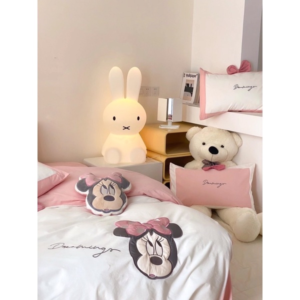 Bộ chăn ga 5 món Cotton linen Disney - Bộ ga giường chất liệu cotton linen nhập khẩu cao cấp