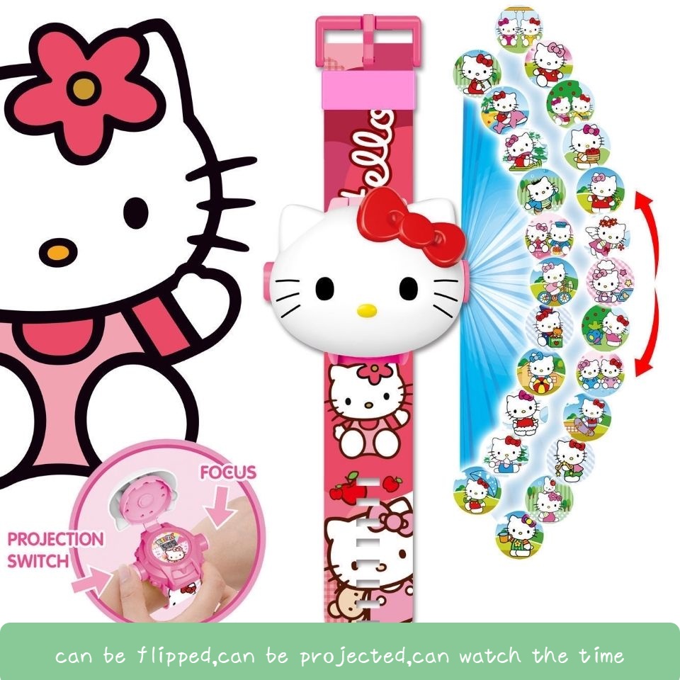 Đồng Hồ Điện Tử Chiếu Hình Kuromi Melody Cinnamoroll Hellokitty Đáng Yêu