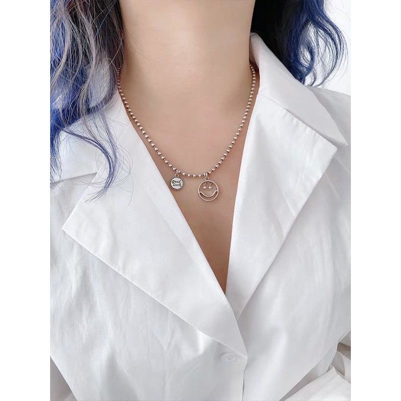 dây chuyền mặt cười may mắn mạ Bạc Thái