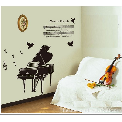 Decal dán tường decal trang trí đàn piano BINBIN PK158 (Có keo sẵn)