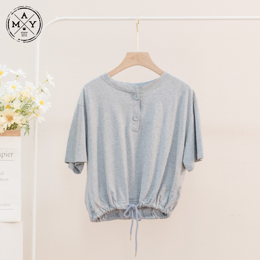 Áo Thun Nữ Tay Lỡ MAY.SINCE2011 Dáng Croptop Suông Cúc Ngực Bo Gấu Chất Liệu Cotton Cho Nữ MAH05-0342