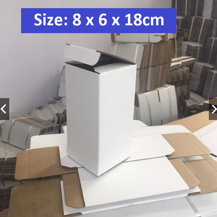 Combo 100 Hộp carton nắp gài trắng - 8x6x18cm
