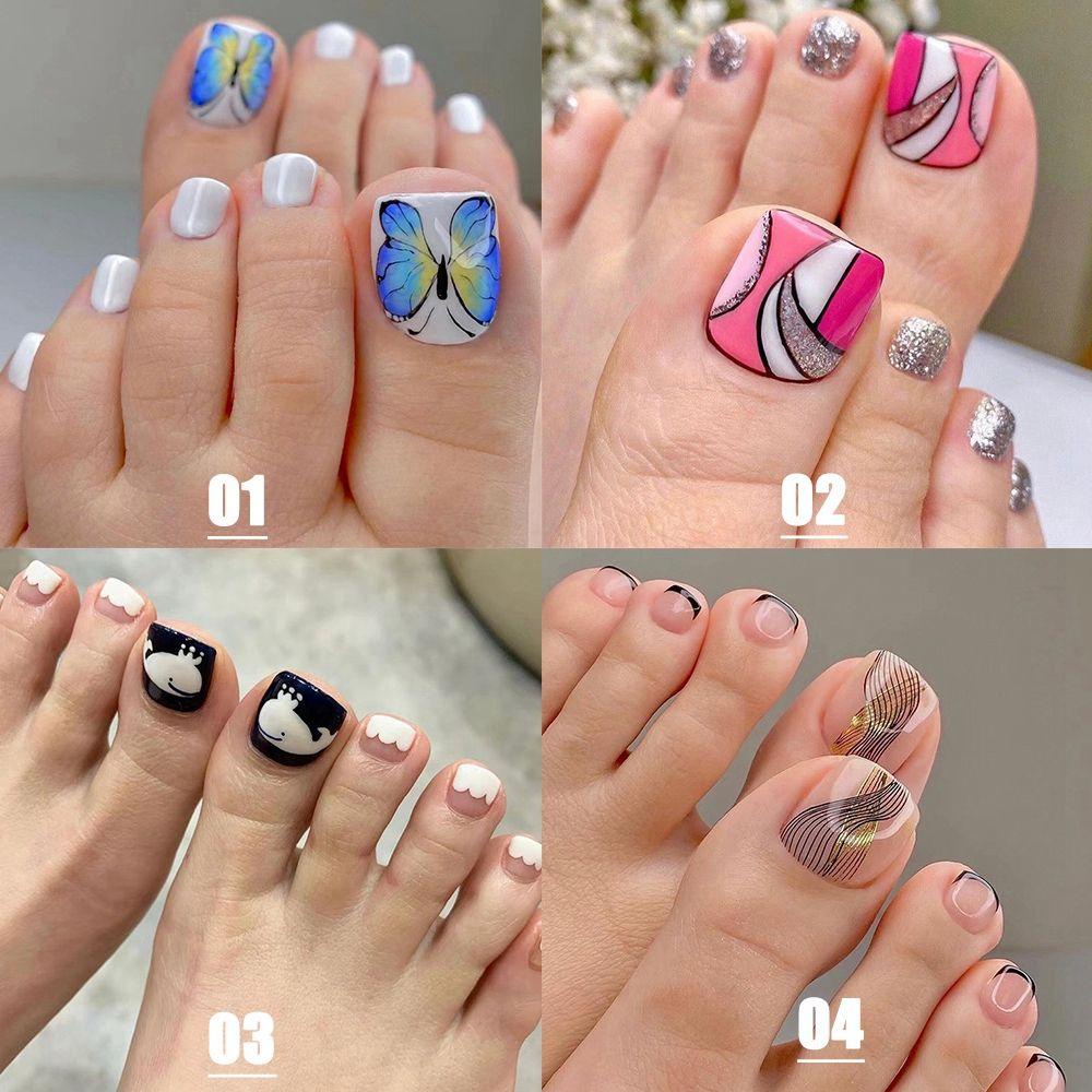 BSUNS Hộp 24 Móng Tay Giả Đầu Vuông Đính Trang Trí Nghệ Thuật