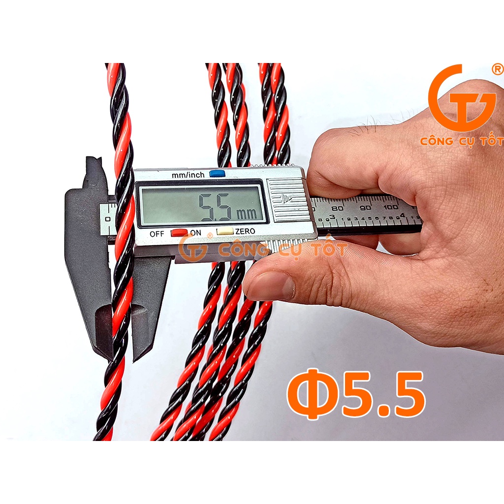Dây mồi bện 3 lõi cáp Ø6mm cực khỏe vằn đỏ đen dài 30m