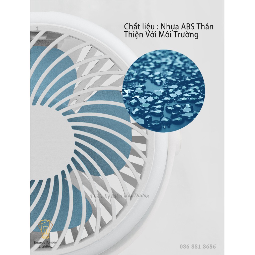 Quạt Kẹp Mini Sạc Tích Điện Đa Năng JD-199B - Chuyên dùng cho xe đẩy em bé - Văn phòng công sở - Pin 2200mAh - 6 Màu