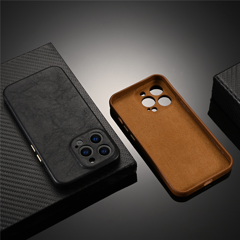 Ốp Điện Thoại Da Bò Thật Bảo Vệ Camera Kiểu Vintage Cho iPhone 14 Pro Max Plus 13 Pro 13Mini