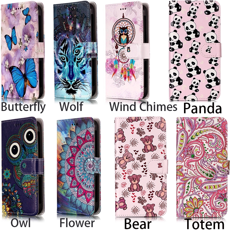 Ốp lưng Samsung galaxy A20 A30 A40 dễ thương Sơn dầu PU Ví da, Bao Da M30 Panda Owl Butterfly chống nứt Đế đứng | BigBuy360 - bigbuy360.vn