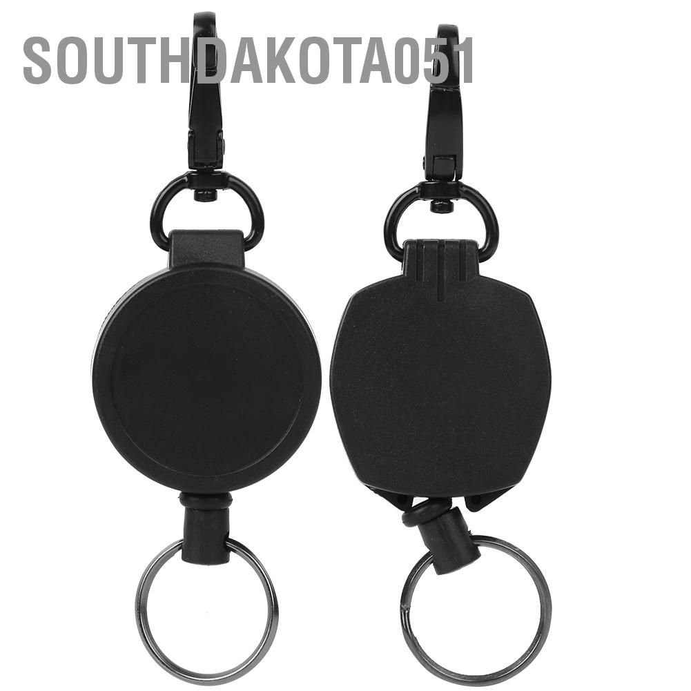 Southdakota051 Portable Stretchable Anti-Lost Anti-Theft Rebound Keychain Key Ring Black