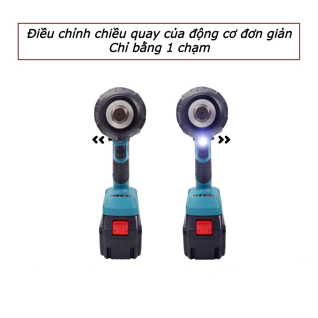 Máy siết mở bulong KHAISON công suất lớn 1300N.m đầu 3/4 inch pin 15 cell 6Ah mở ốc xe tải