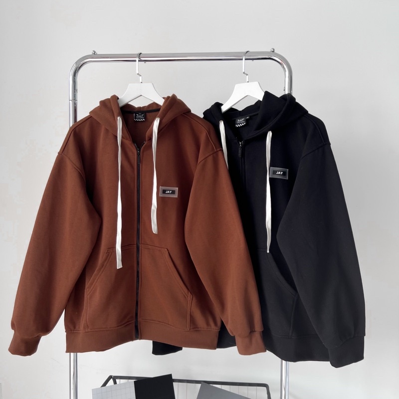 Áo Khoác Hoodie zip nỉ bông TAG JAY màu ĐEN/TRẮNG/NÂU/XANH LÁ 🖤 Nam nữ unisex 🖤 Áo Hoodie dây kéo form rộng Jaystoree