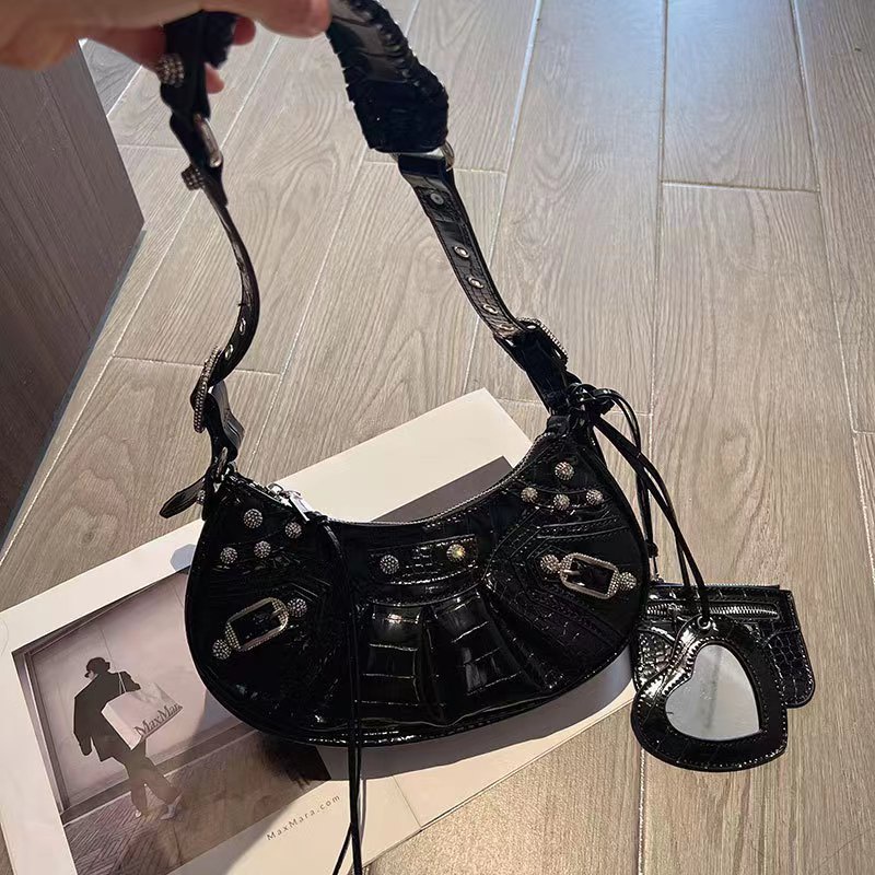 Túi Denim Hình Trái Tim Đính Kim Cương Lấp Lánh Siêu Sáng Bóng Cho Xe Máy