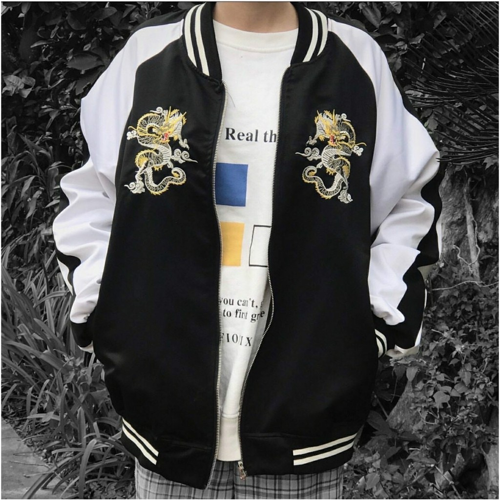 Áo khoác bomber unisex nam nữ họa tiết, form rộng, phong cách hàn quốc thiêu rồng, dù 2 lớp  | Leehoanggroup | BigBuy360 - bigbuy360.vn