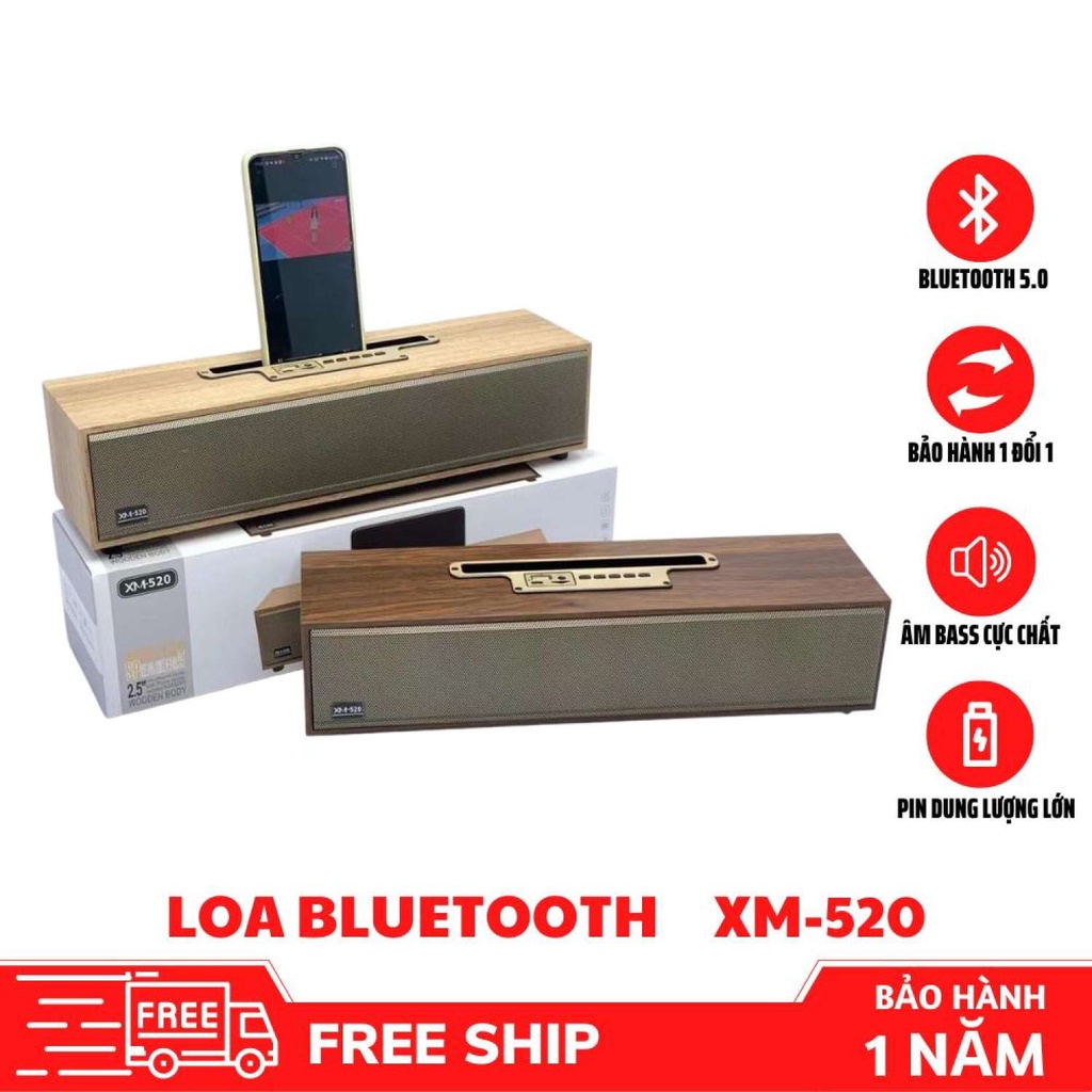 Loa Bluetooth Võ Gỗ XM-520 20W. Loa XM 520 Âm Thanh Cực Đỉnh Thiết Kế Sang Trọng Bass Siêu Trầm Siêu Ấm