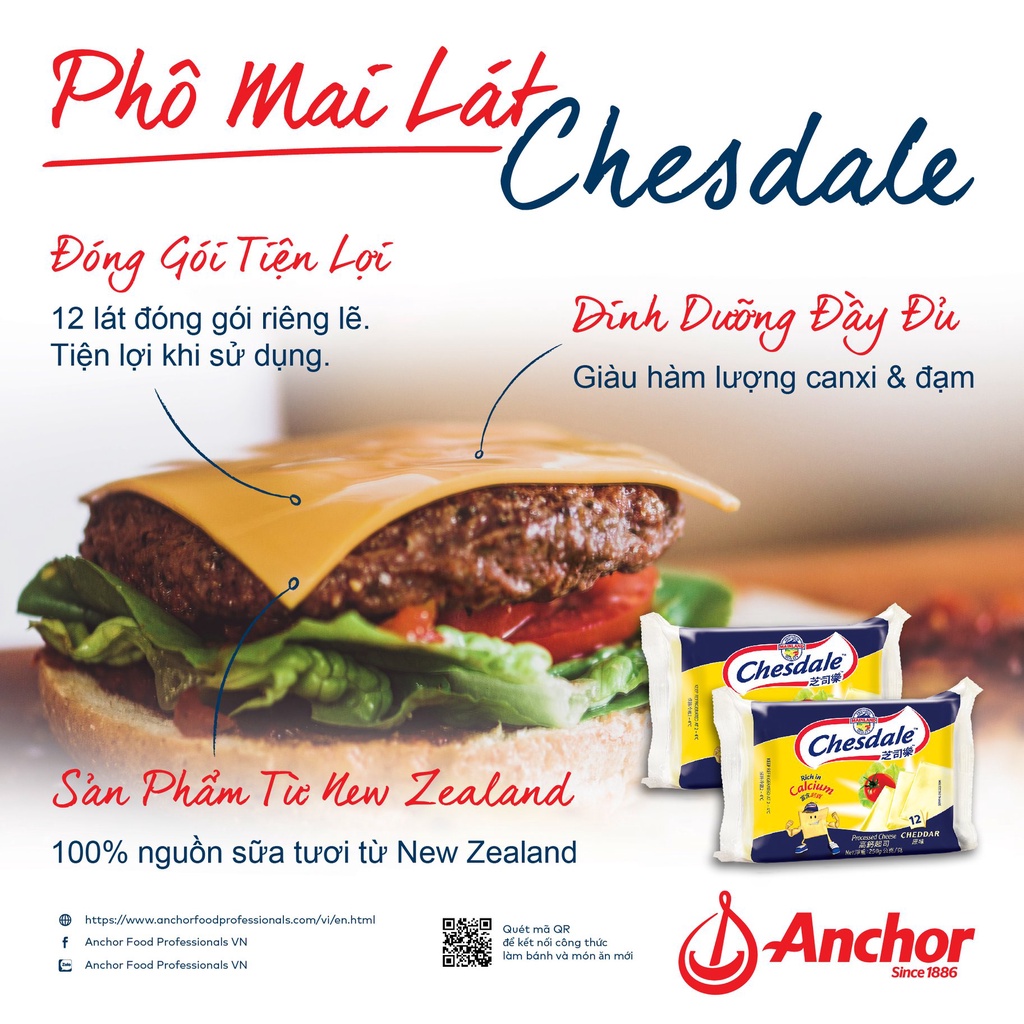 Phô Mai Cheddar Chesdale New Zealand Vị Sữa Gói 12 Lát 250g
