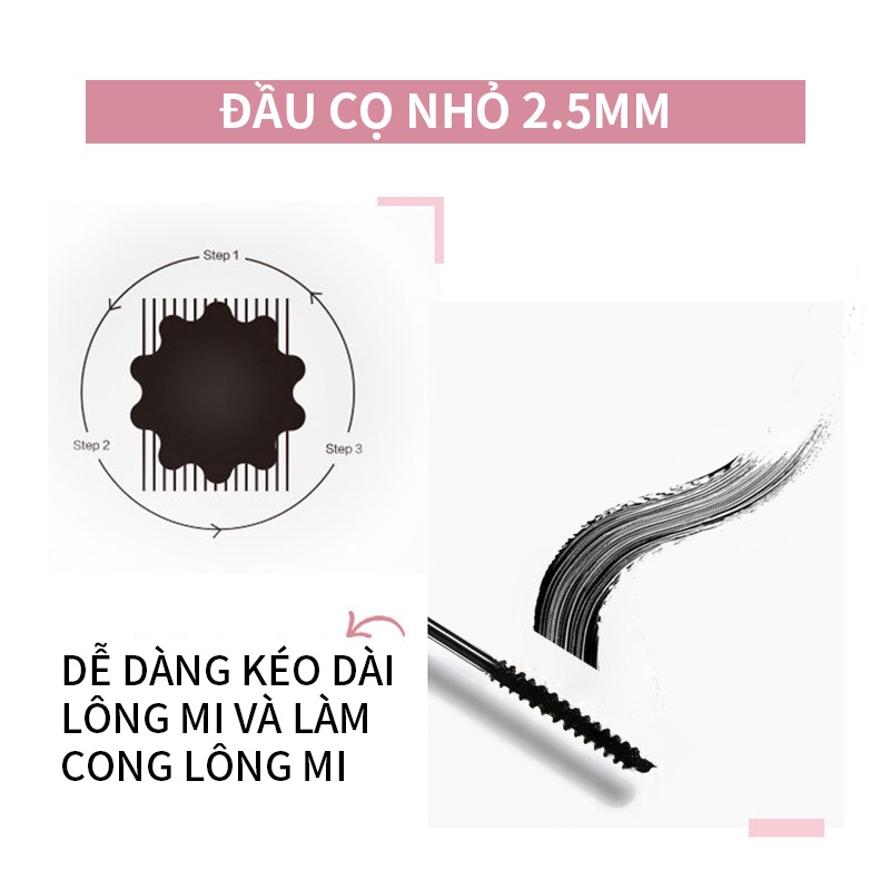 [Hàng mới về] Mascara chuốt dài dày và cong mi lâu trôi thiết kế đầu cọ nhỏ xinh xắn