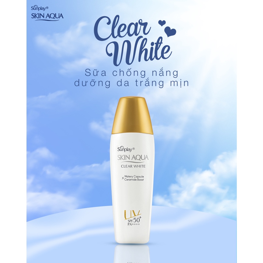 Sunplay Skin Aqua Clear White SPF50+, PA++++: Sữa Chống Nằng Dưỡng Da