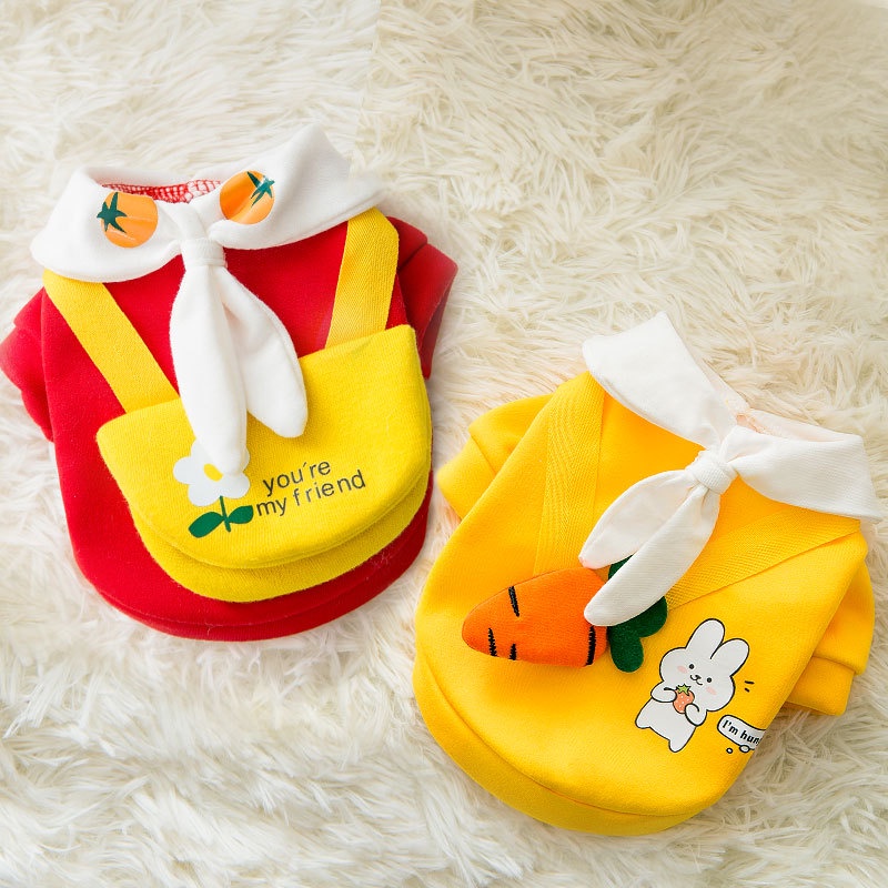 Vật Nuôi Vừa Và Nhỏ Hoạt Hình Dễ Thương Túi đeo Vai Phong Cách Hai Chân Quần áo Mùa Xuân Và Mùa Thu Thời Trang Chó Buộc Dây Quần áo