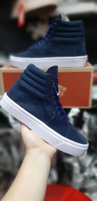 Giày Thể Thao Vans Sk8 Mono Cổ Cao Màu Đen / Xanh Dương