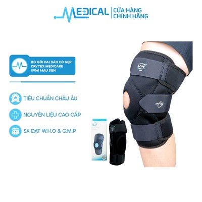 Bó gối đai dán có nẹp Drytex UNITED MEDICARE F06 màu đen - MEDICAL