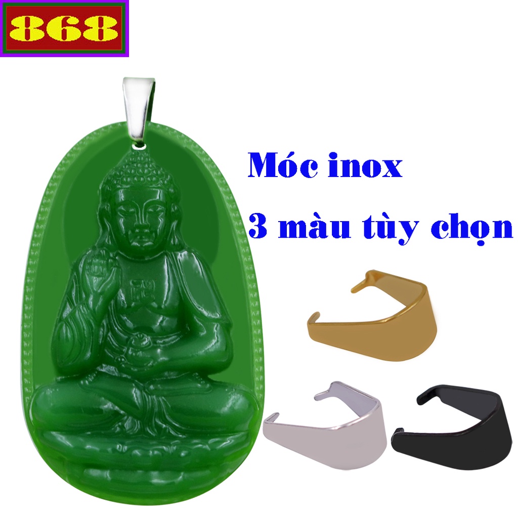 Mặt dây chuyền Phật Hộ mệnh 12 con Giáp Đá Xanh lá - Nhiều Size phù hợp cho nam và nữ - Tặng kèm móc inox