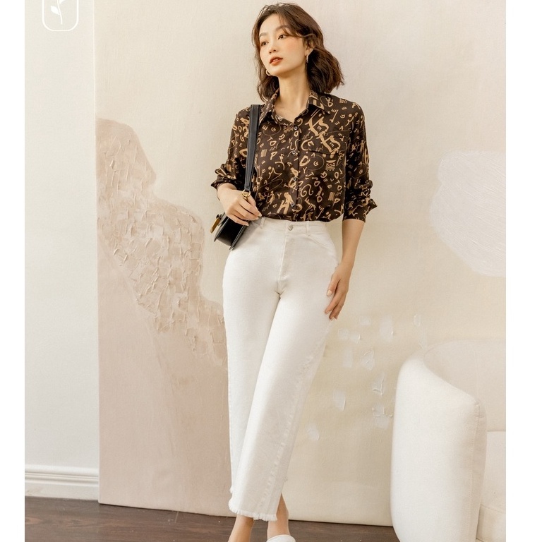 OLV - Quần Wide Leg Jeans in White