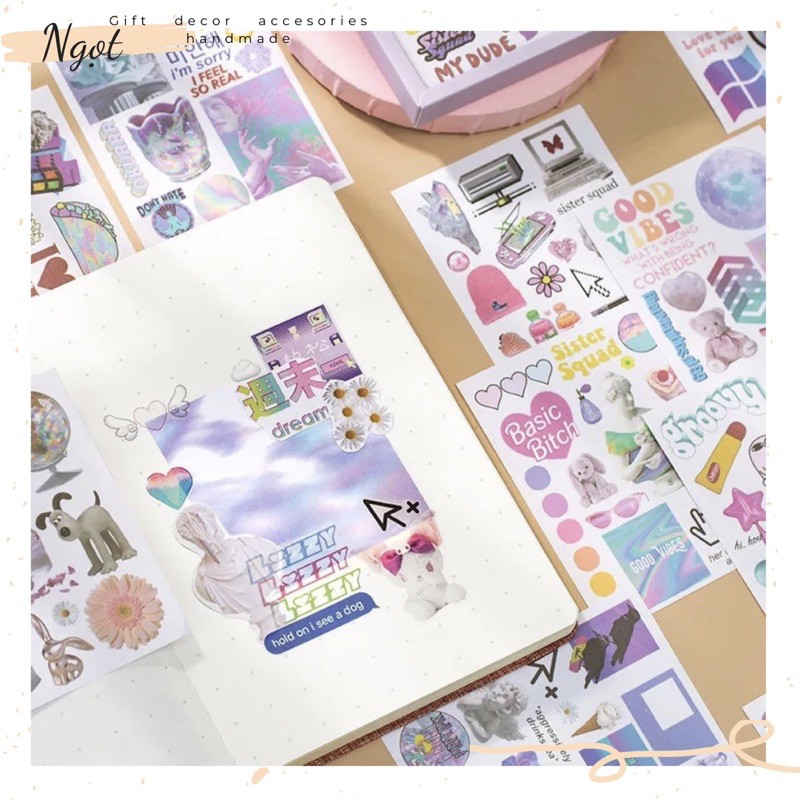 Hộp 50 tờ  Sticker Trang Trí Sổ Tay