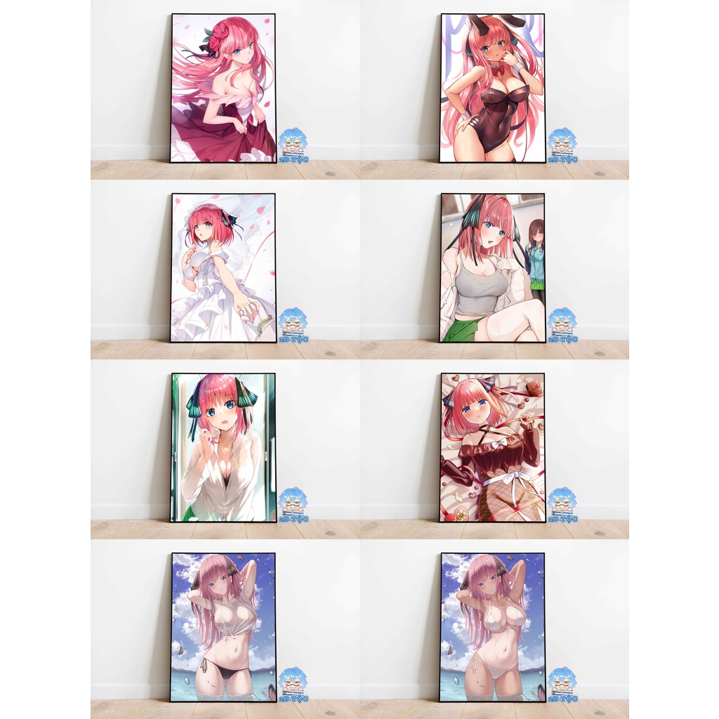 TRANH POSTER A3 NAKANO NINO (3) ANIME GOTOUBUN NO HANAYOME CHẤT LIỆU GIẤY CAO CẤP - 2D TỘC SHOP