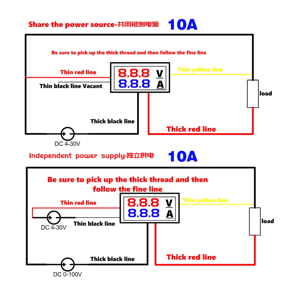 GAQQEE Vôn Kế Gaqee DC / 100V / 10A Chuyên Dụng Chất Lượng Cao