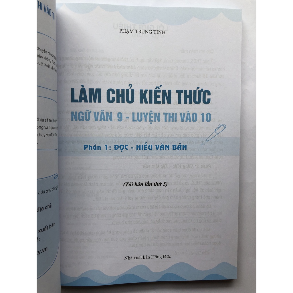 Sách - Làm Chủ Kiến Thức Ngữ Văn 9 Luyện Thi Vào 10 - Phần 1: Đọc - Hiểu Văn Bản