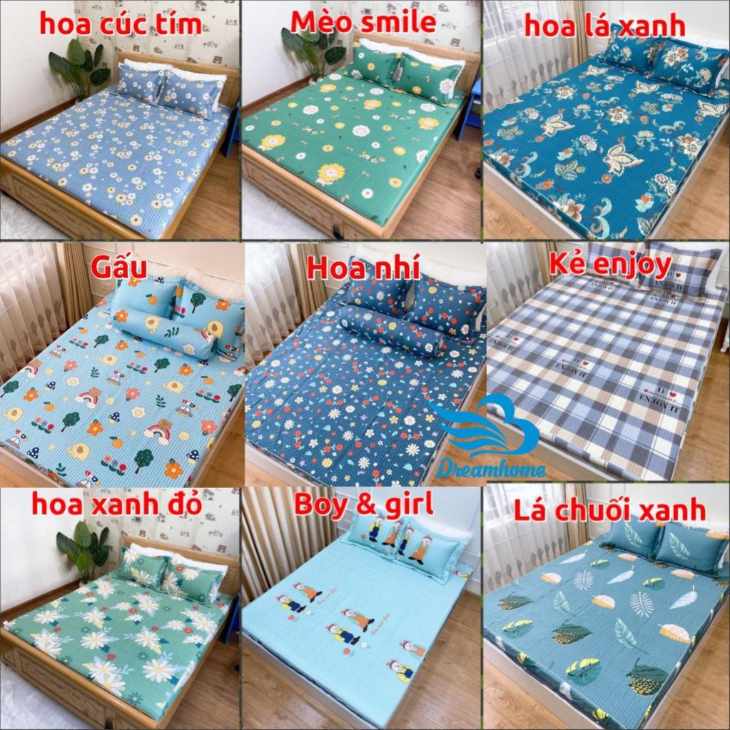 Bộ ga gối cotton 100% cao cấp, ga chun trần bông đủ kích thước nệm Dreamhome