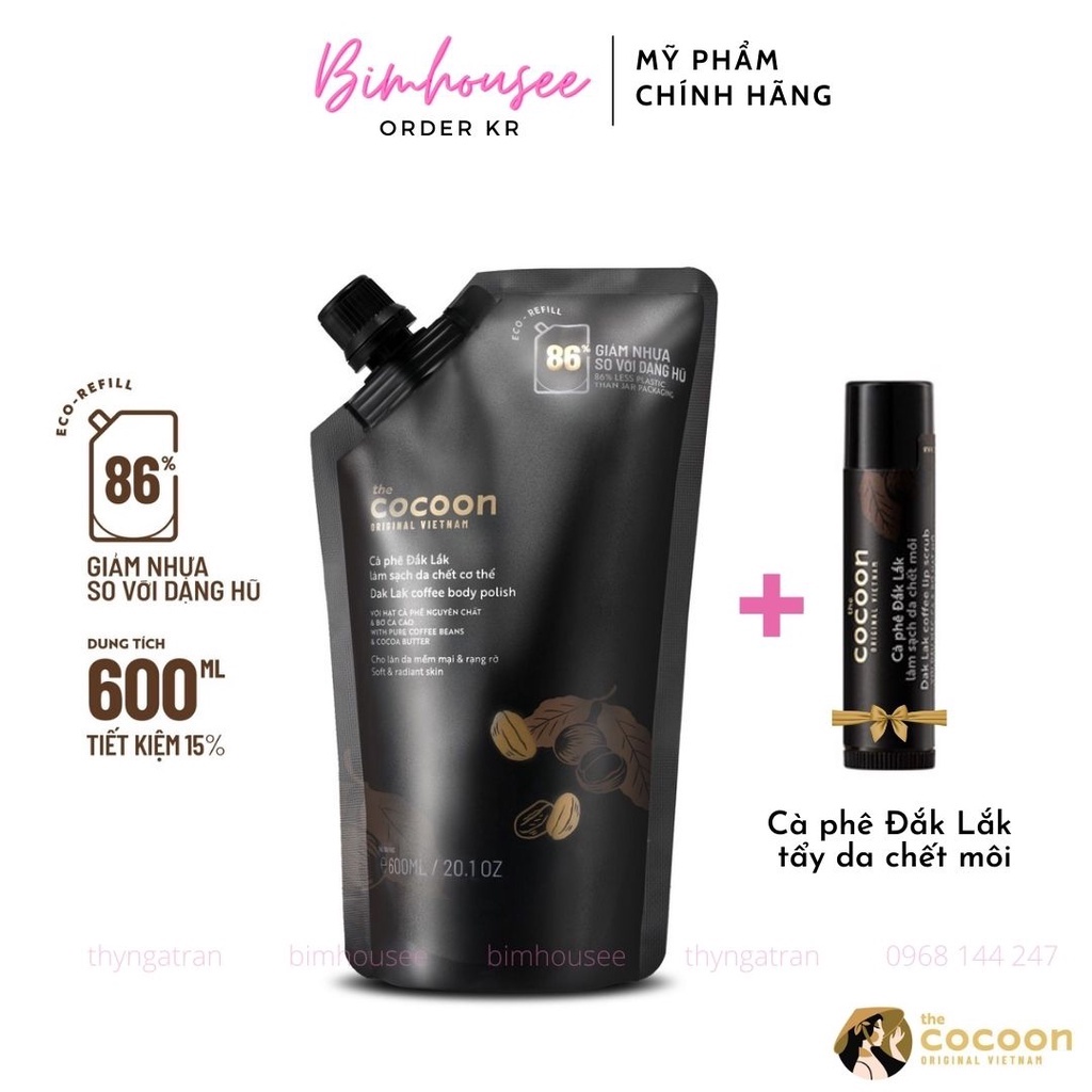 Tẩy Da Chết Body Cà Phê Cocoon Túi Refill Bigsize Tẩy Tế Bào Chết Toàn Thân Cocoon 200Ml 600Ml