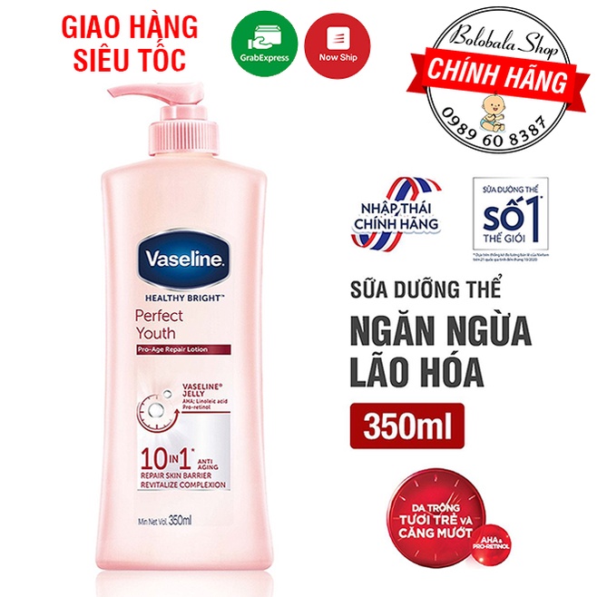 Sữa/ Gel Dưỡng Thể Trắng Da Ngăn Ngừa Lão Hóa Vaseline Healthy White Perfect 10 IN 1 350ml