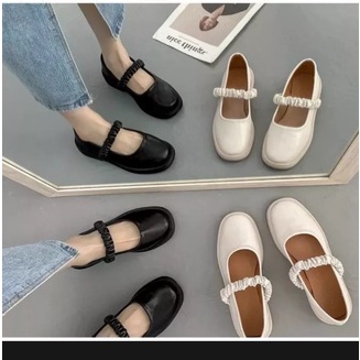 Giày Búp Bê Vintage - Giày Lolita Tiểu Thư Quai Bèo Nhúm Dây Phong Cách Ulzzang Hàn Quốc HQ 220