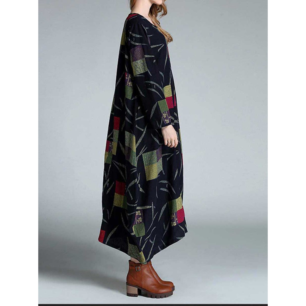 FREESHIP ĐƠN 99K_ Đầm maxi tay dài in họa tiết thời trang cho nữ | BigBuy360 - bigbuy360.vn