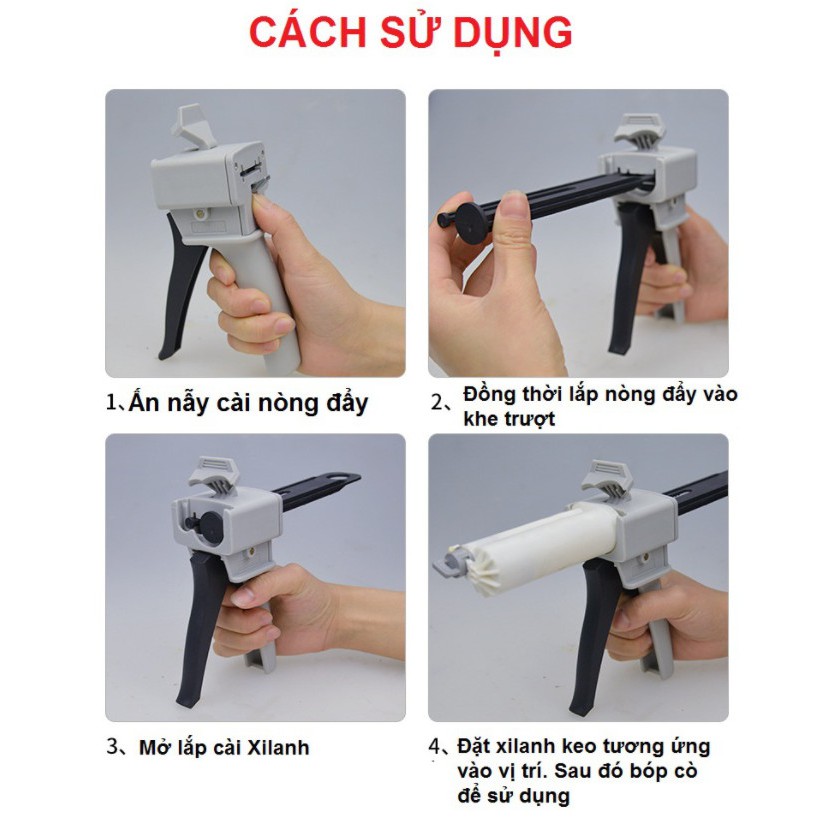 Súng bắn keo 2 thành phần chuyên dán lưng, ron.